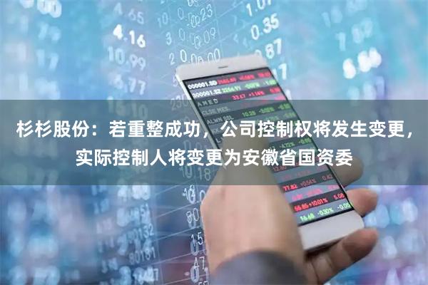 杉杉股份：若重整成功，公司控制权将发生变更，实际控制人将变更为安徽省国资委